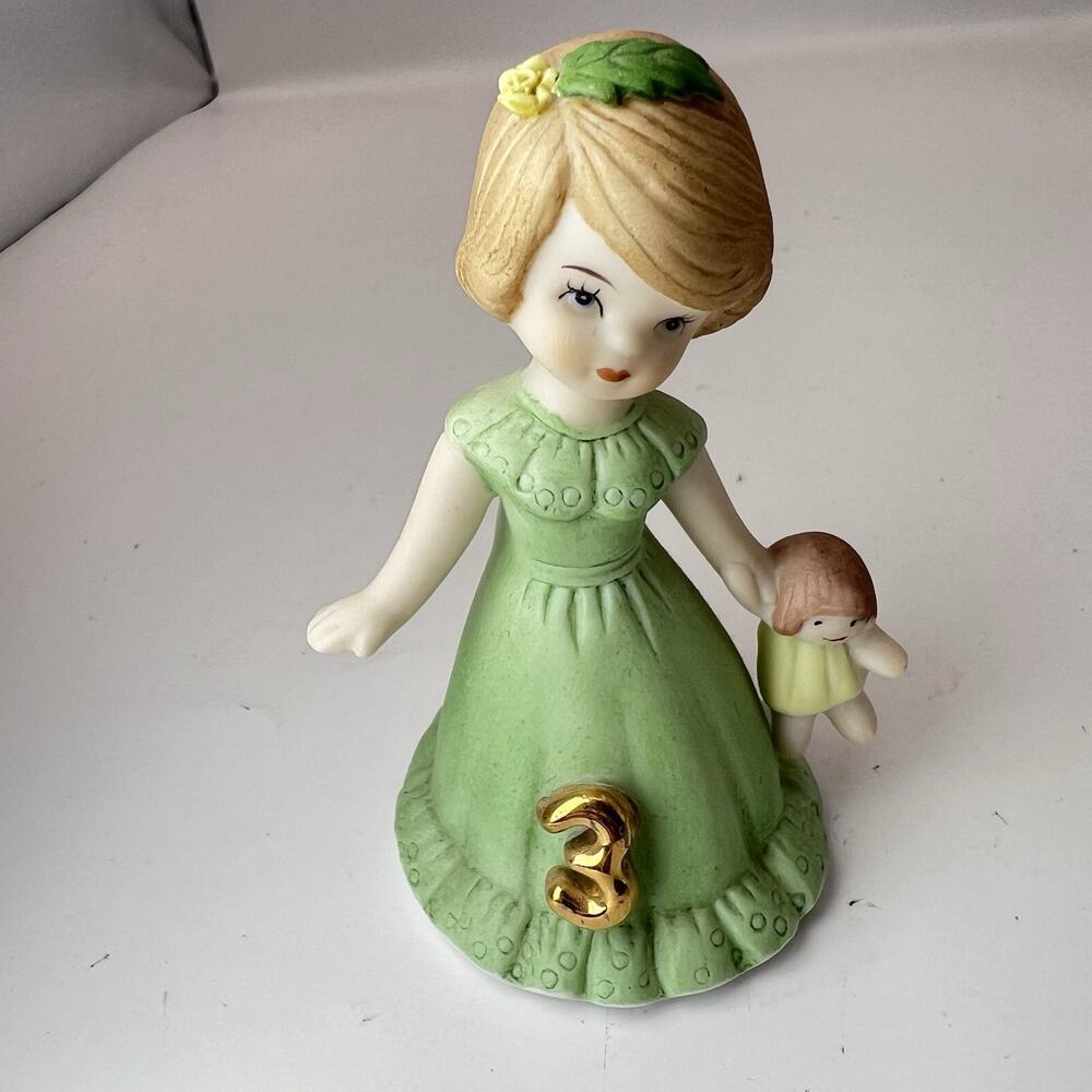 Vintage Enesco Growing Up Birthday Girls 3 4 5 6 Girl Figurines Lot Brunette - Picture 3 of 16